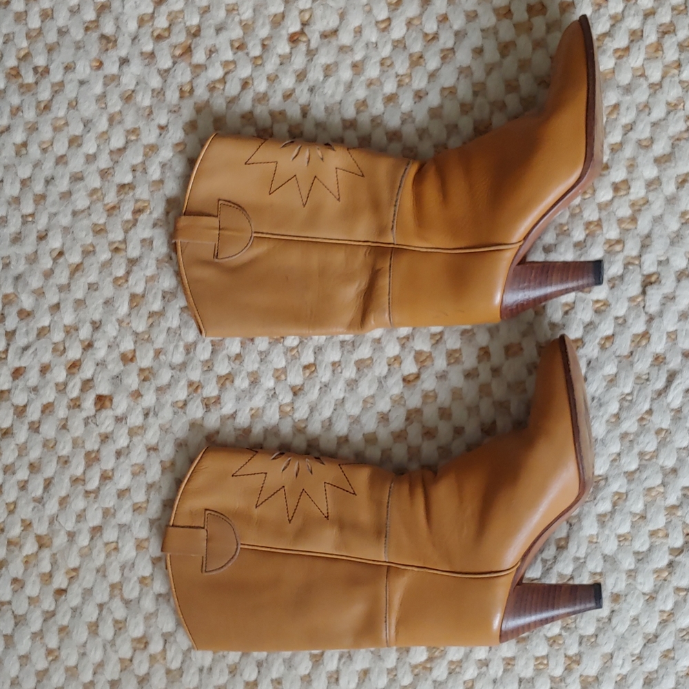 Tan, leather Italian made, women's boots